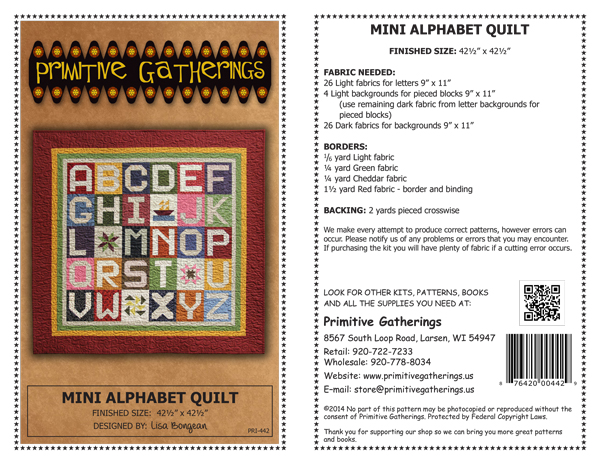 Mini Alphabet Quilt Pattern Cover